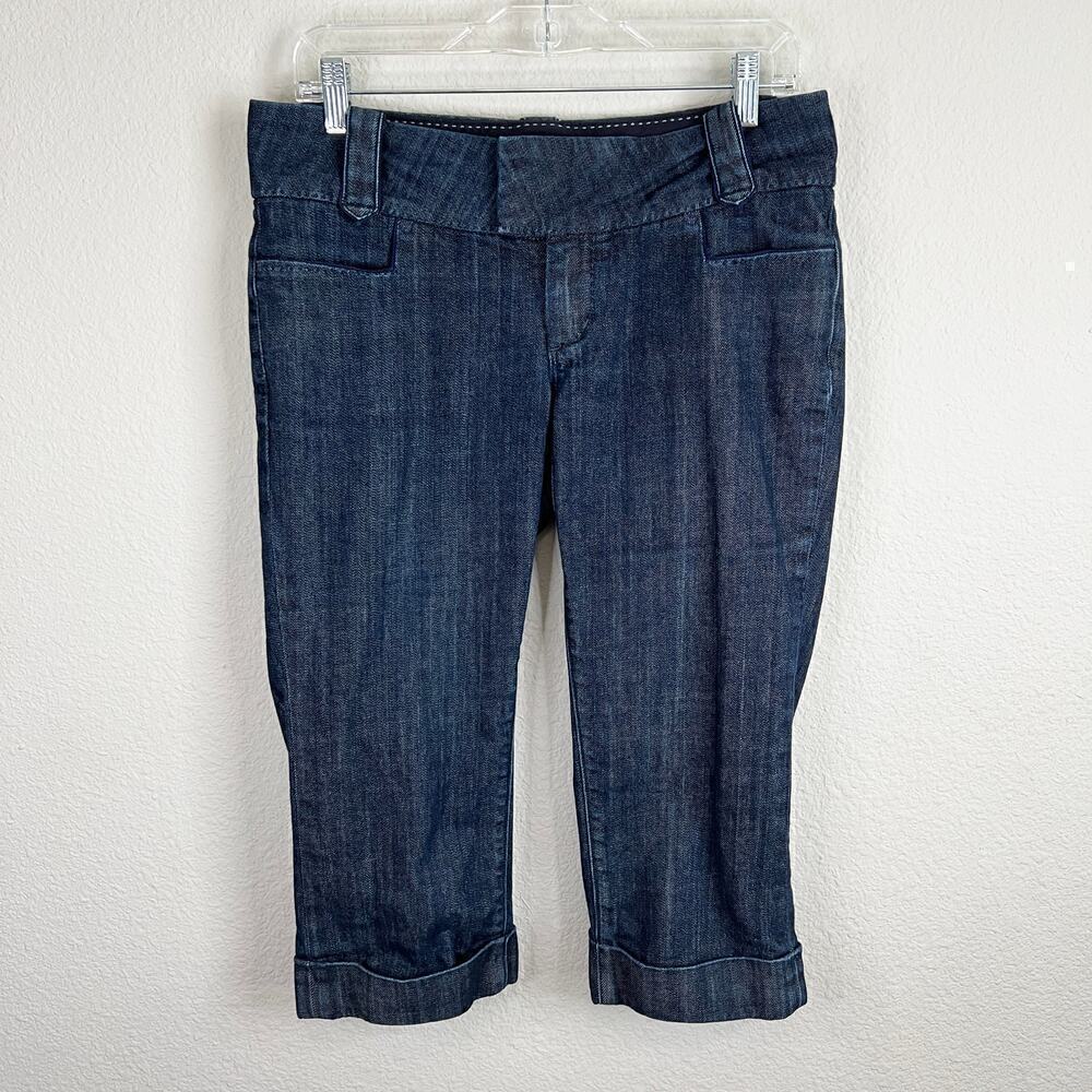 Banana Republic Urban Denim Capris Women's 6 Trouser Low Rise Cuffed Dark Wash